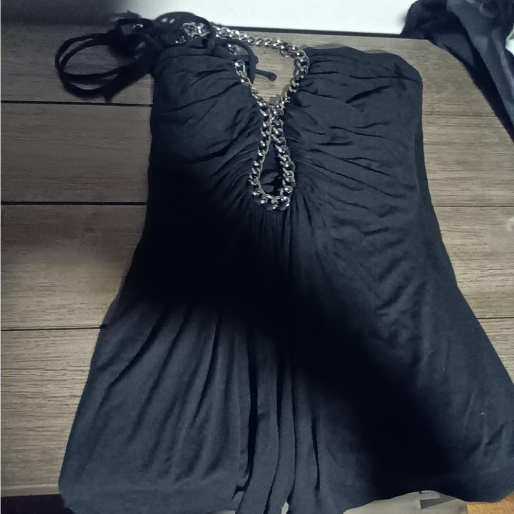 Sky Elegant Black Women's halter Top